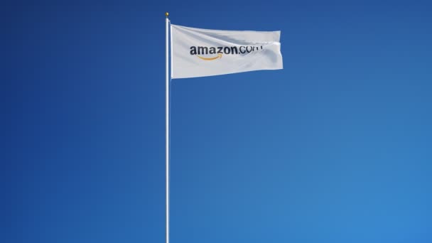 Amazon.com εταιρεία σημαία σε αργή κίνηση — Αρχείο Βίντεο