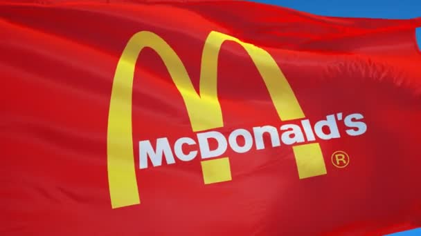 McDonald's company flag in slow motion, editorial animation — Stock Video