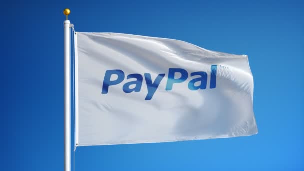 PayPal bedrijf vlag in slow motion, redactionele animatie — Stockvideo