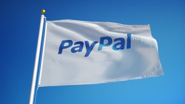 Bandeira da empresa PayPal em câmera lenta, animação editorial — Vídeo de Stock