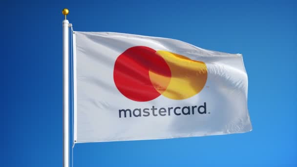 Mastercard integriert Flagge in Zeitlupe, redaktionelle Animation — Stockvideo