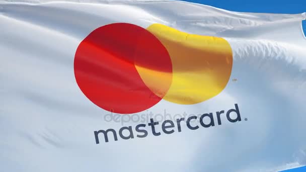 Mastercard integriert Flagge in Zeitlupe, redaktionelle Animation — Stockvideo