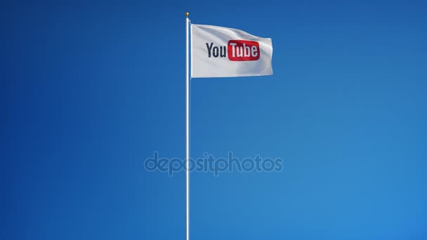 Drapeau du site YouTube au ralenti, animation éditoriale — Video