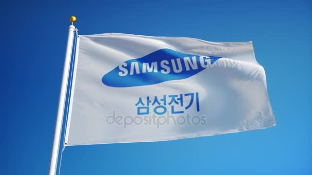 Samsung groep vlag in slow motion, redactionele animatie — Stockvideo