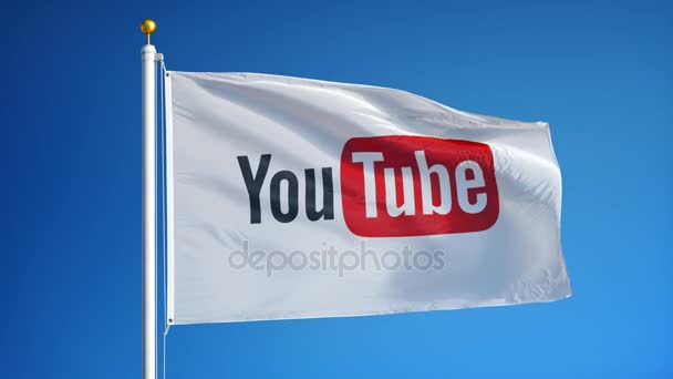 Bandeira do site do YouTube em câmera lenta, animação editorial — Vídeo de Stock