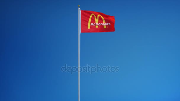 Bandera de la compañía McDonald 's en cámara lenta, animación editorial — Vídeos de Stock