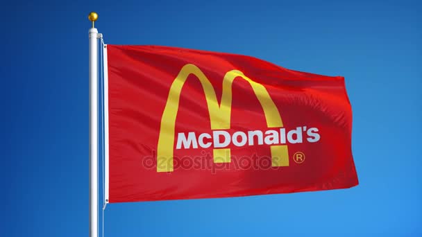 McDonalds företaget flagga i slow motion, redaktionella animation — Stockvideo