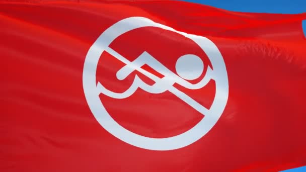 No Swimming sign flag in slow motion — Stock Video