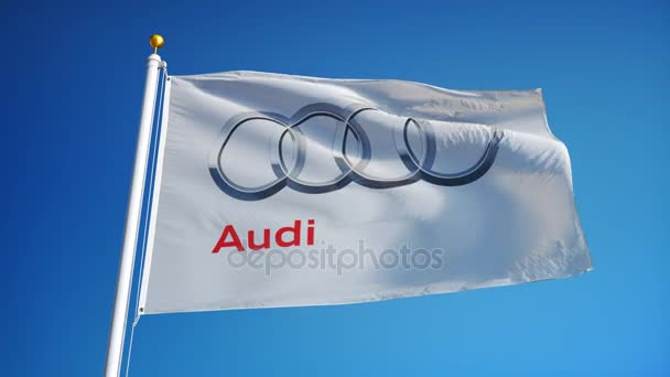 Vlajka výrobce Audi v pomalém pohybu, redakční animace — Stock video