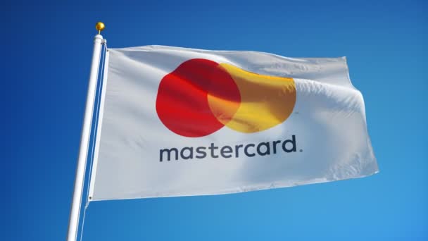 Mastercard integriert Flagge in Zeitlupe, redaktionelle Animation — Stockvideo