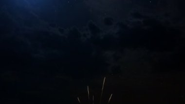 Mutlu yıllar renkli yavaş hareket havai fişek ile metin tebrik