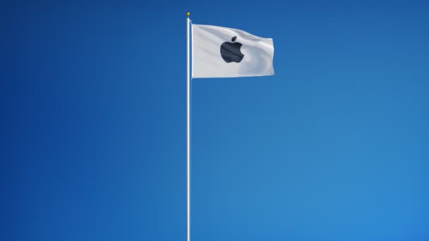 Флаг компании Apple в замедленной съемке, редакционная анимация — стоковое видео