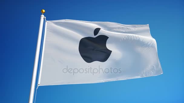 Прапор компанії Apple в повільному темпі, редакційна анімації — стокове відео