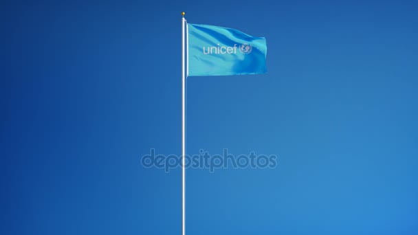 UNICEF flagga i slow motion, redaktionella animation — Stockvideo
