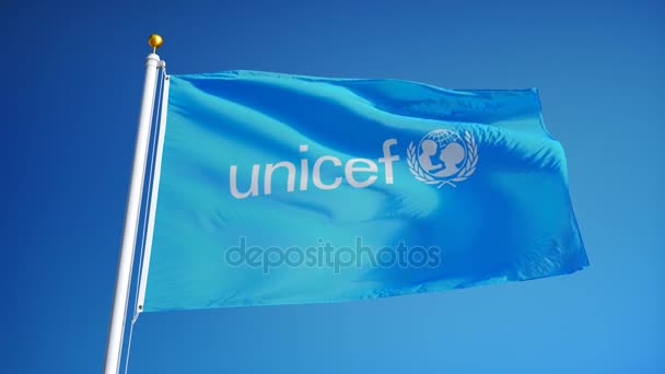Drapeau de l'UNICEF au ralenti, animation éditoriale — Video
