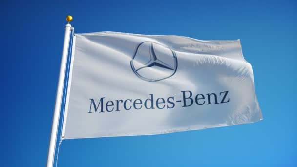 Mercedes Benz fabricant drapeau au ralenti, animation éditoriale — Video