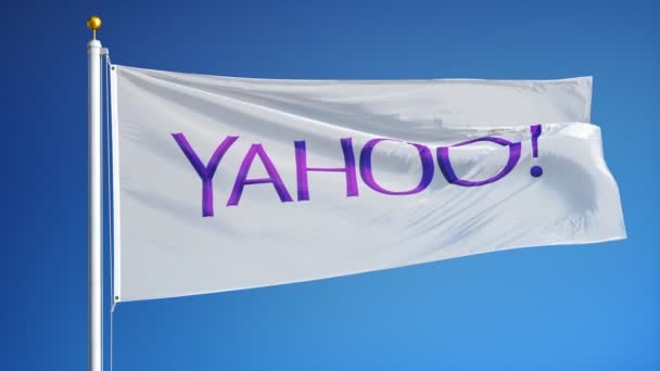 Yahoo! Inc. företaget flagga i slow motion, redaktionella animation — Stockvideo