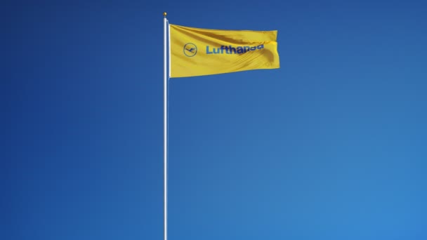 Lufthansa bedrijf vlag in slow motion, redactionele animatie — Stockvideo
