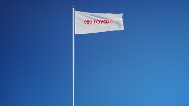 Toyota κατασκευαστής σημαία σε αργή κίνηση, Εκδοτική κίνηση — Αρχείο Βίντεο