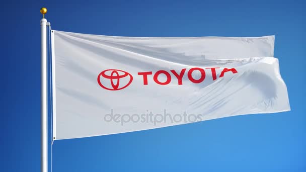 Toyota manufacturer flag in slow motion, editorial animation — Stock Video