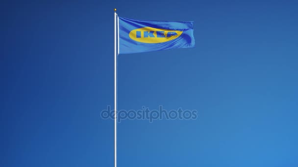 IKEA bedrijf vlag in slow motion, redactionele animatie — Stockvideo