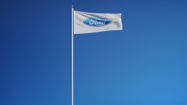 Ford Motor Company bayrak yavaş hareket, editoryal animasyon — Stok video