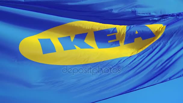 IKEA företaget flagga i slow motion, redaktionella animation — Stockvideo