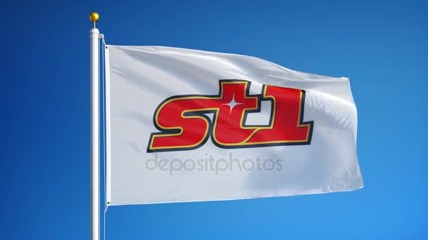 ST1 ενεργειακή εταιρεία σημαία σε αργή κίνηση, Εκδοτική κίνηση — Αρχείο Βίντεο