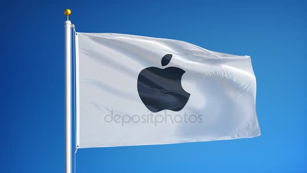 Bandiera aziendale Apple al rallentatore, animazione editoriale — Video Stock