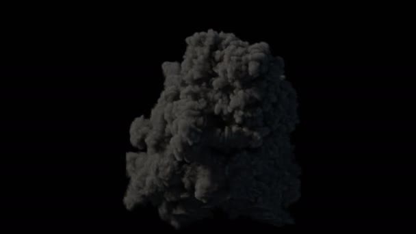 Realistic fire blasts explosion with smoke in slow motion with alpha channel — Stock Video