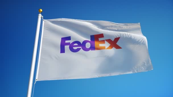 FedEx εταιρεία σημαία σε αργή κίνηση, Εκδοτική κίνηση — Αρχείο Βίντεο