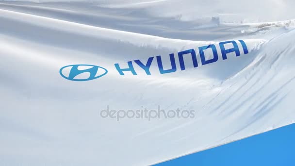 Hyundai bedrijf vlag in slow motion, redactionele animatie — Stockvideo