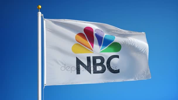 Bandiera aziendale NBC al rallentatore, animazione editoriale — Video Stock