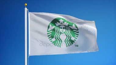 Starbucks şirketi bayrak yavaş hareket, editoryal animasyon