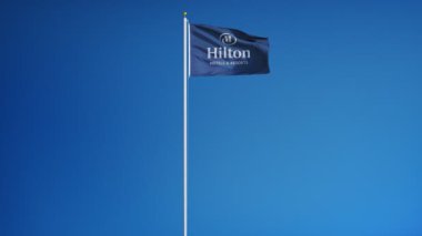 Hilton Hotels Resorts şirket bayrak yavaş hareket, editoryal animasyon