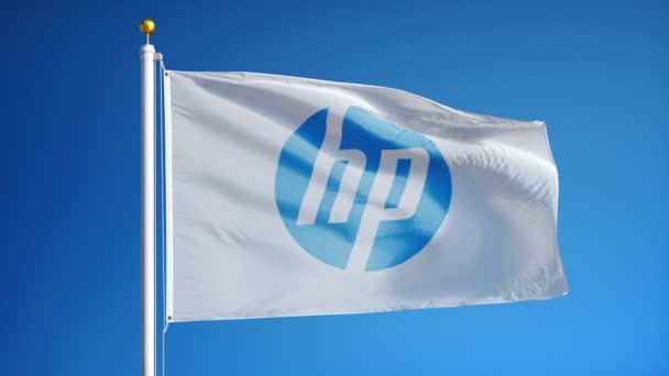 A Hewlett-Packard cég zászló a lassú mozgás, szerkesztői animáció — Stock videók