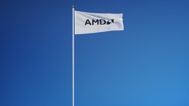 Amd company flag in Zeitlupe, redaktionelle Animation — Stockvideo