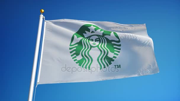 Starbucks company flag in slow motion, editorial animation