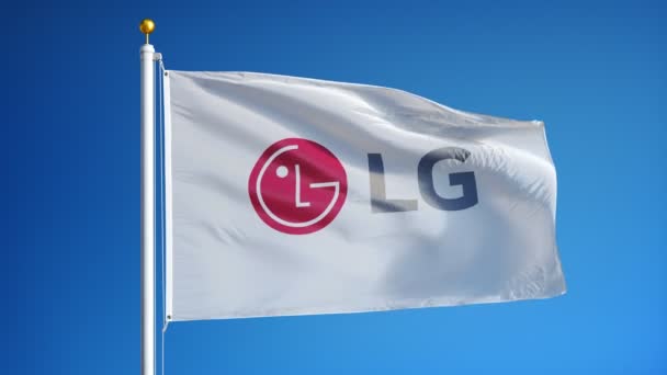 LG Corporation σημαία σε αργή κίνηση, Εκδοτική κίνηση — Αρχείο Βίντεο