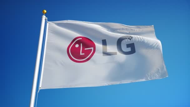 Společnost LG vlajka v pomalém pohybu, redakční animace — Stock video
