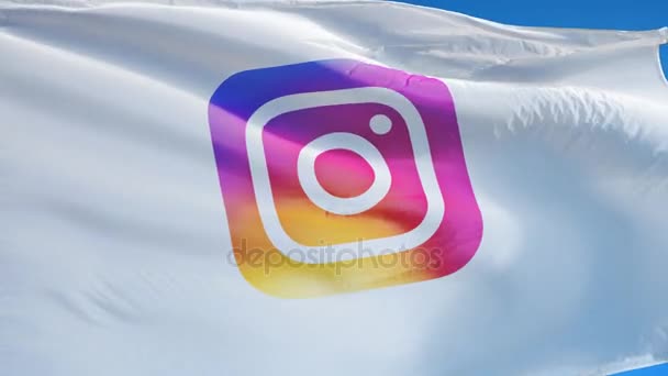 Instagram şirket bayrak yavaş hareket, editoryal animasyon — Stok video