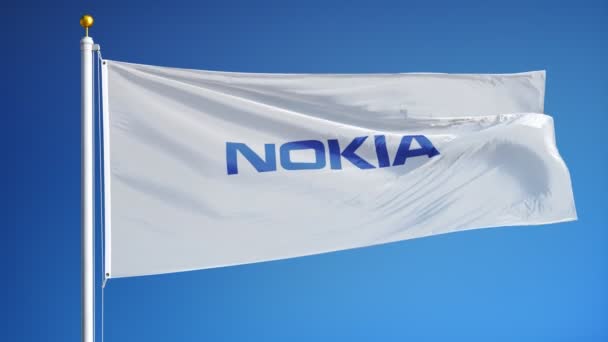 Nokia bedrijf vlag in slow motion, redactionele animatie — Stockvideo