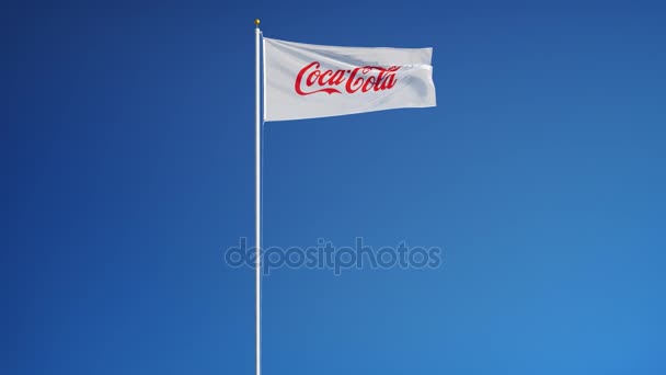 Coca-Cola bedrijf vlag in slow motion, redactionele animatie — Stockvideo