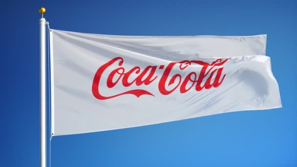 Coca-Cola şirketi bayrak yavaş hareket, editoryal animasyon — Stok video