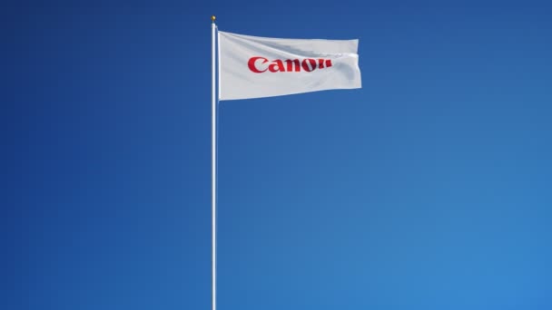 Canon εταιρεία σημαία σε αργή κίνηση, Εκδοτική κίνηση — Αρχείο Βίντεο