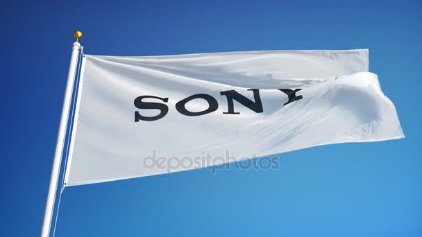 Sony bedrijf vlag in slow motion, redactionele animatie — Stockvideo
