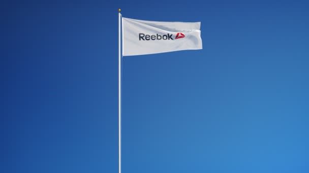 Bandera de la empresa Reebok en cámara lenta, animación editorial — Vídeos de Stock