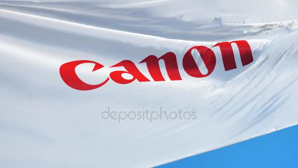 Canon εταιρεία σημαία σε αργή κίνηση, Εκδοτική κίνηση — Αρχείο Βίντεο