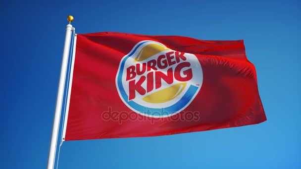 Burger King bedrijf vlag in slow motion, redactionele animatie — Stockvideo