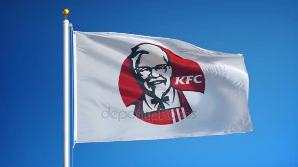 Bandera de la empresa KFC en cámara lenta, animación editorial — Vídeo de stock